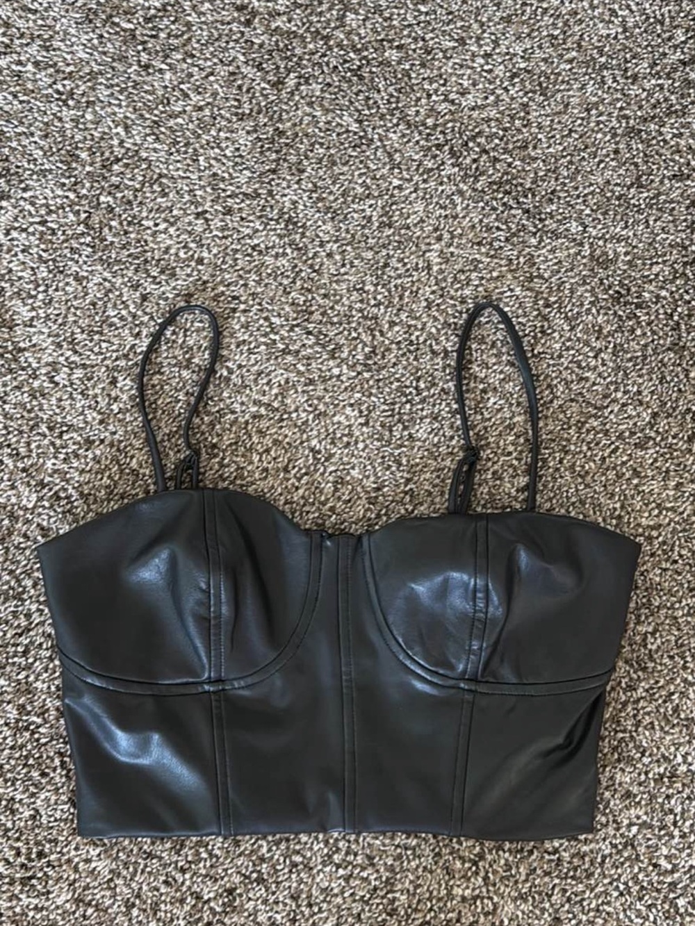 Express Black Faux Leather Bustier Crop Top - Women